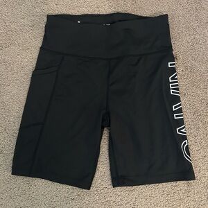 Womens CALVIN KLEIN Size Small Black Biker Shorts 7” Inseam Athletic Workout Run